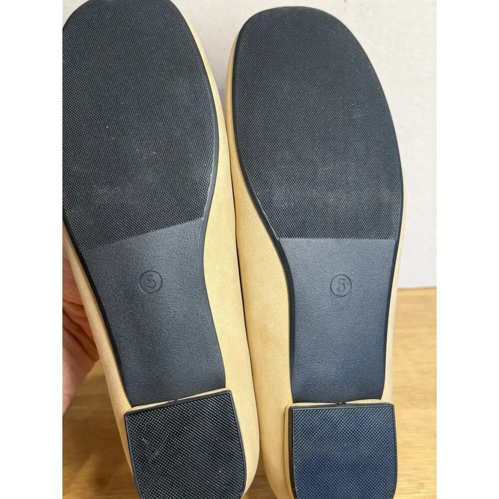 Pandaninjia Girls Ballet Flats Nude Nubuck Elastic Strap Shoes US Big Kid 5 New